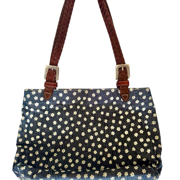 [Brighton] White Daisy Blue Denim and Braided Leather Purse 🌼
